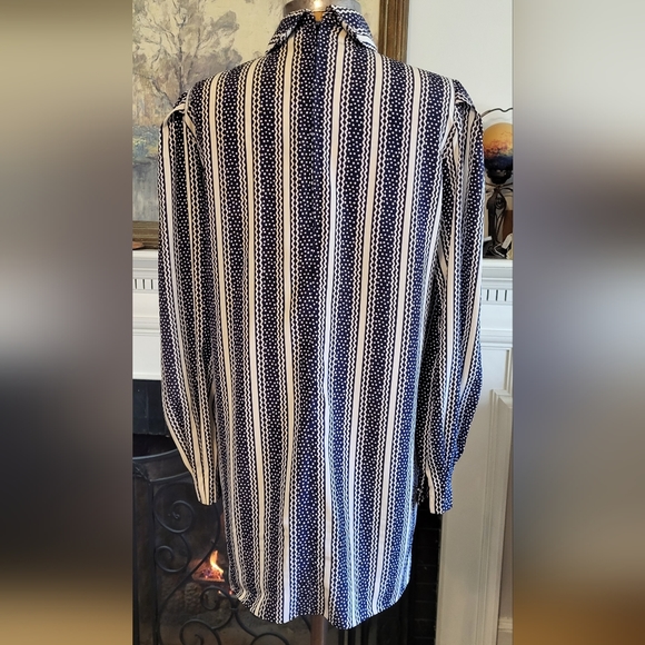 Silkitalia by Robert Janan Blue & White Polka Dots and Striped Mini Dress - Picture 4 of 12